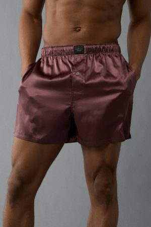 AEO Men's Solid Satin Pocket Boxer Short