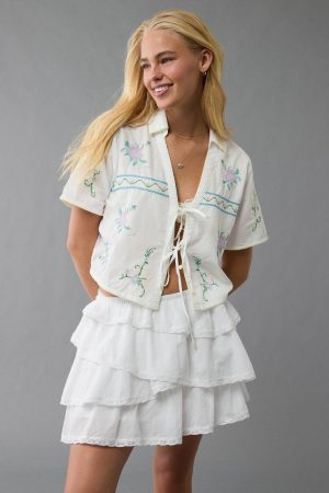AE High-Waisted Asymmetrical Tiered Ruffle Mini Skirt