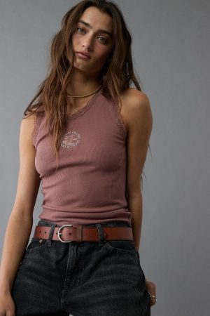 AE Graphic Lace Trim Tank Top