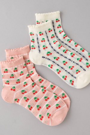 AE Cherry Stripes Boyfriend Socks 2-Pack