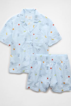 AE Snoopy Fruit Seersucker PJ Set
