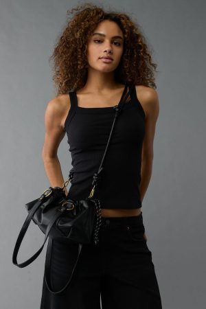 AE Vegan Leather Drawcord Hot Dog Bag