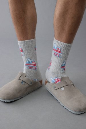 AE Peanuts Graphic Terry Crew Socks