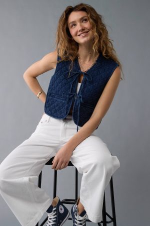 AE Tie Front Quilted Vest