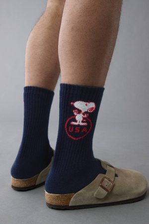 AE Peanuts Graphic Terry Crew Socks