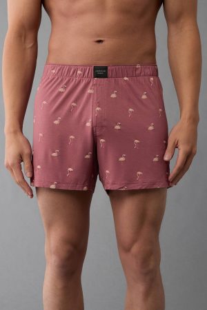 AEO Men's Flamingos Slim Knit Ultra Soft Boxer Short