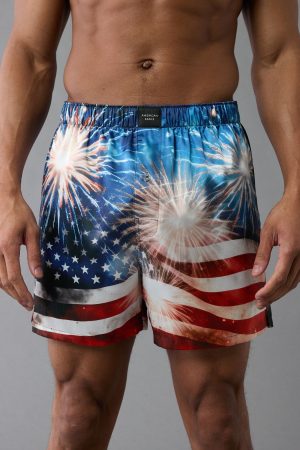 AEO Men's USA Fireworks Satin Pocket Boxer Short