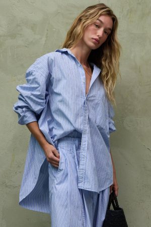 AE77 Premium Oversized Poplin Boyfriend Shirt