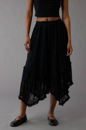 AE Lace Handkerchief Hem Maxi Skirt