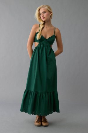 AE Scalloped V-Neck Cut-Out Midi Dress