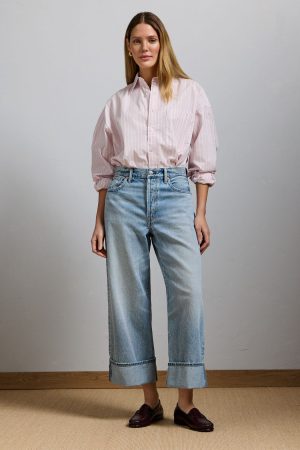 AE77 Premium Wide Crop Cuff Jean