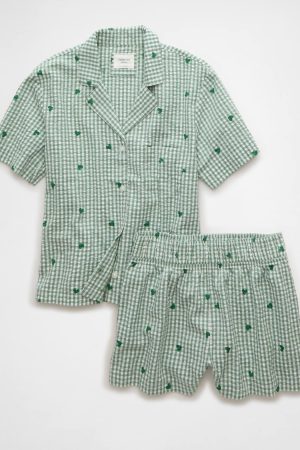 AE Gingham Hearts Seersucker PJ Set