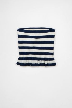 AE Cropped Peplum Sweater Tube Top