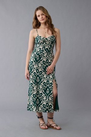 AE Catie Corset Printed Column Midi Dress