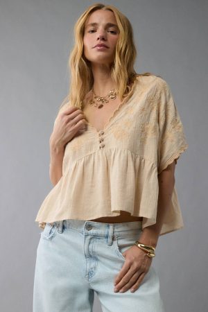 AE V-Neck Embroidered Blouse