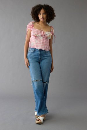 AE Satin Cap Sleeve Patchwork Corset Top
