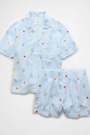 AE Snoopy Fruit Seersucker PJ Set