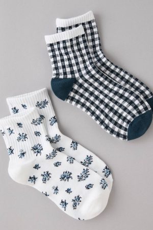AE Rose and Gingham Boyfriend Socks 2-Pack