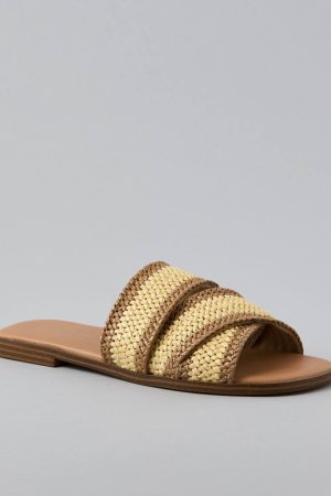 AE Two-Tone Raffia Slide Sandal