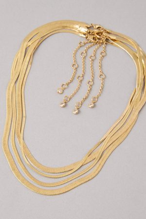 AEO Gold Toned Snake Chain Necklace 4-Pack