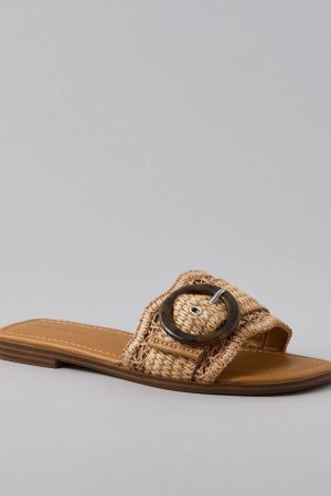 AE Raffia Buckle Slide Sandal