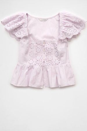 AE Cap Sleeve Eyelet Blouse
