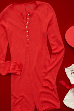 AE Long-Sleeve Lettuce Edge Lounge Romper