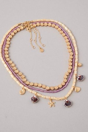 AEO Shell Charm Necklace 3-Pack