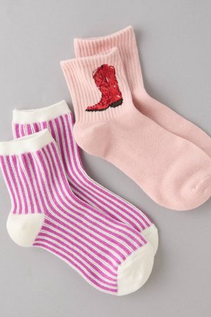 AE Cowboy Boot Striped Boyfriend Socks 2-Pack