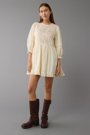 AE Embroidered Puff Sleeve Mini Dress
