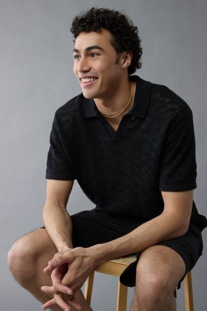 AE Weekend Textured Sweater Polo Shirt