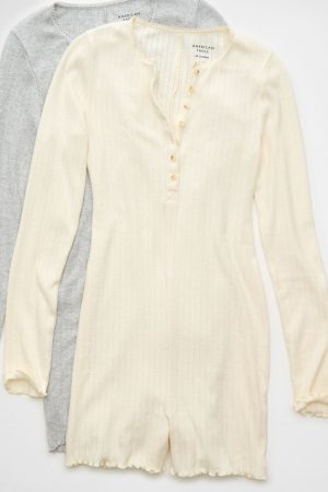 AE Long-Sleeve Henley Lounge Romper