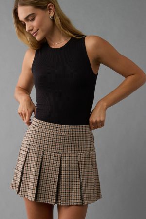 AE Pleated It Knit Plaid Skort