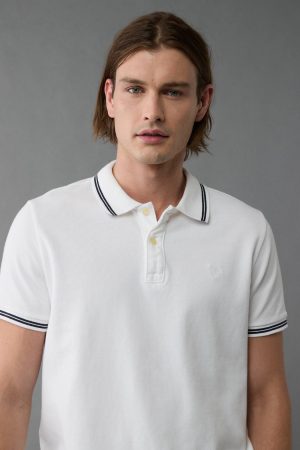 AE Lived-In Stretch Pique Slim Fit Tipped Polo Shirt