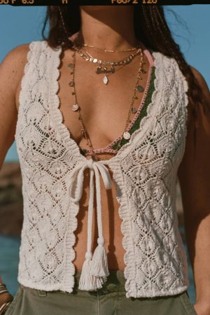 AE Tie Front Crochet Vest