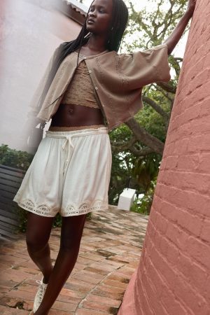 Aerie Short Sleeve Crochet Cardigan
