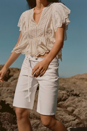 AE Notch Neck Ruffle Blouse
