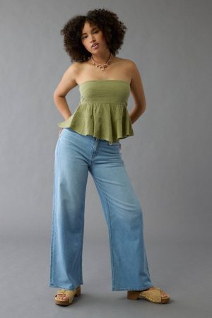 AE Dreamy Drape Stretch Curvy Super High-Waisted Baggy Wide-Leg Jean