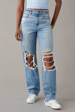 AE Strigid Ripped Highest Waist Baggy Straight Jean