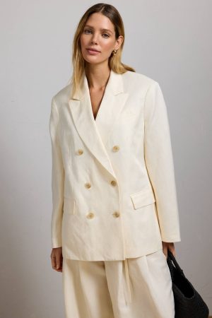 AE77 Premium Linen-Silk Blend Double-Breasted Blazer
