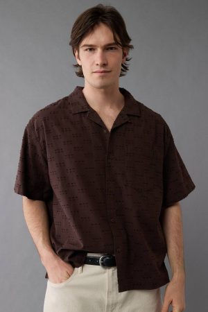 AE Poolside Textured Checkerboard Button-Up Shirt