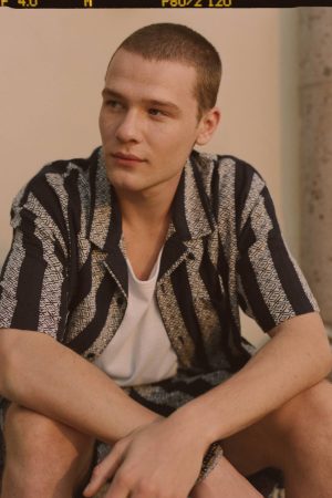AE Poolside Textured Striped Button-Up Shirt