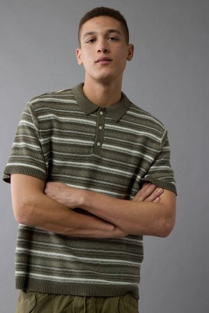 AE Weekend Striped Sweater Polo Shirt