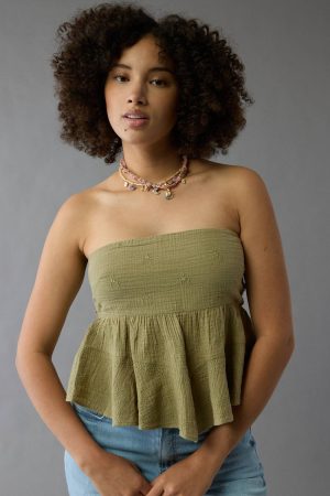 AE Embroidered Babydoll Tube Top