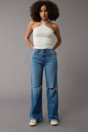 AE Dreamy Drape Stretch Curvy Super High-Waisted Baggy Wide-Leg Jean