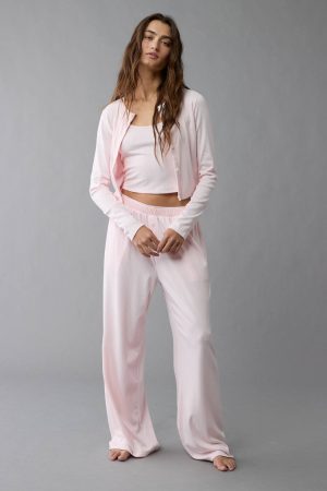 AE 3-Piece Pointelle Plush Cardigan Pajama Set