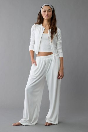 AE 3-Piece Pointelle Plush Cardigan Pajama Set