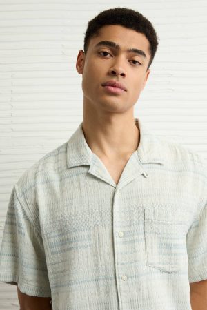 AE Poolside Textured Striped Button-Up Shirt