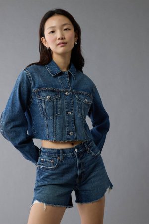 AE Cropped Studded Denim Jacket
