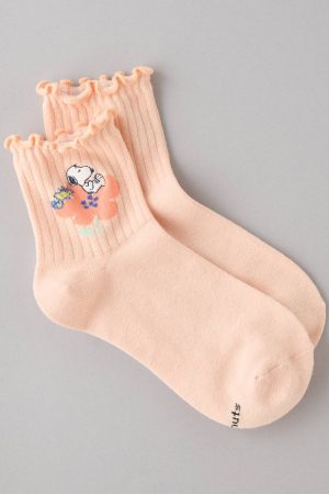 AE Snoopy Flowers Ruffle Boyfriend Socks